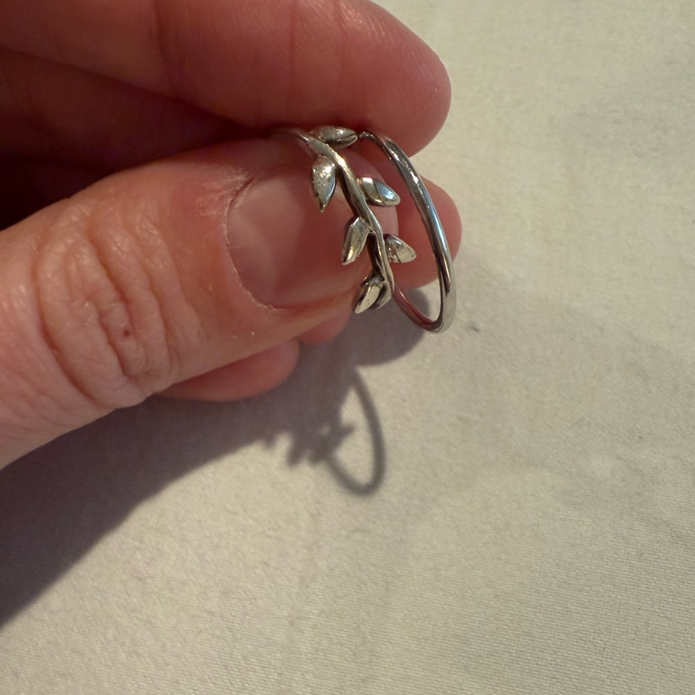 Silver Leaf Ring Set - image 2